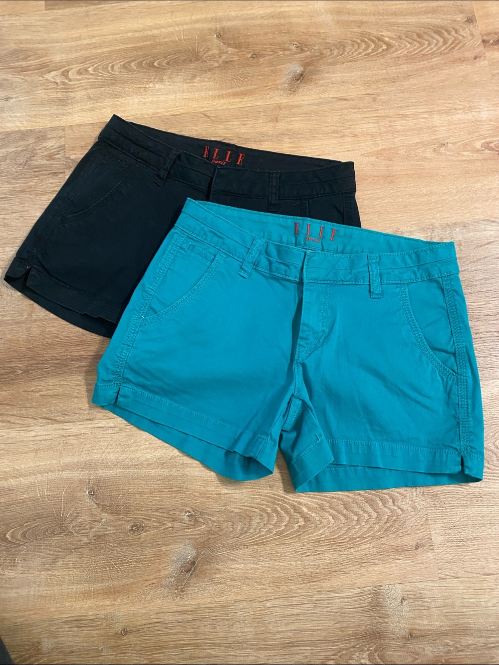 Elle - Women's Teal and Black Casual Shorts Duo - Size 2